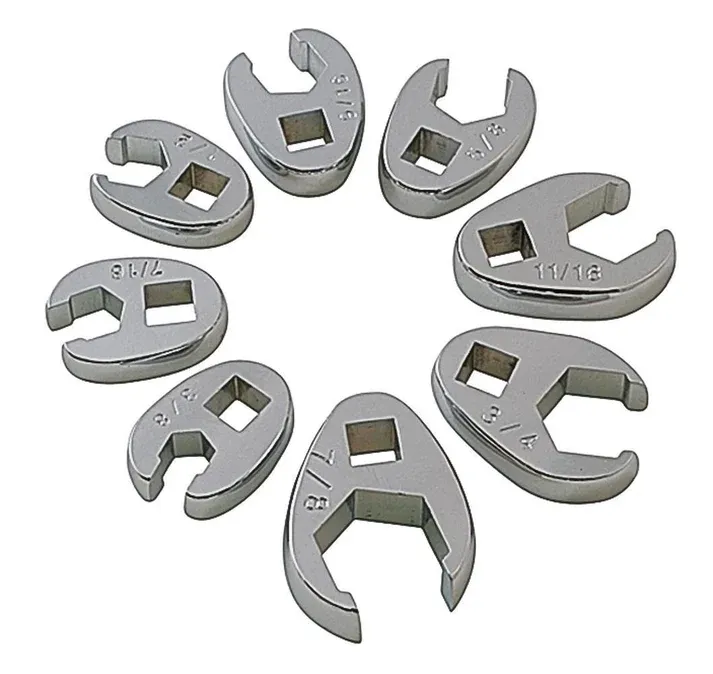 Sunex 9708 Crowfoot SAE Flare Nut Wrench Set, 3/8&quot; Drive, 3/8&quot; to 7/8&quot; 8-Piece