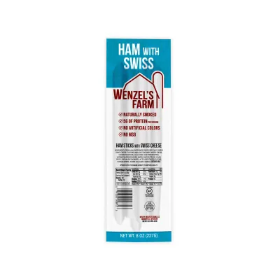 Wenzels Farm Ham &amp; Swiss Beef Sticks, 8oz