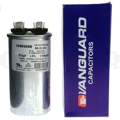 RD-35-370 Vanguard Run Capacitor, 370 Vac, 35 µF 50-60Hz, 10,000AFC, Internally Protected, 70°C