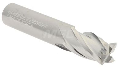 Hertel Square End Mill: 3/8&quot; Dia, 5/8&quot; LOC, 4 Flute, Solid Carbide