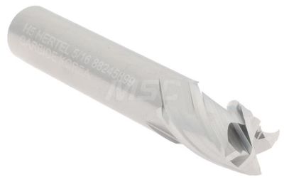 Hertel Square End Mill: 5/16&quot; Dia, 1/2&quot; LOC, 4 Flute, Solid Carbide
