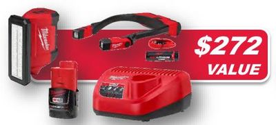 Milwaukee M12™ Service/Repair Flood Light w/RedLithium USB Rechargeable Neck Light, 400Lm