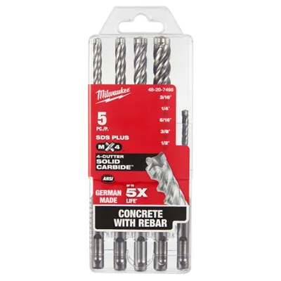 Milwaukee SDS+ MX4 5Pc  Masonry Drill Bit Set