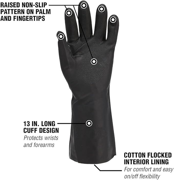 Flexzilla Neoprene Long Cuff Pro Chemical Gloves, XL