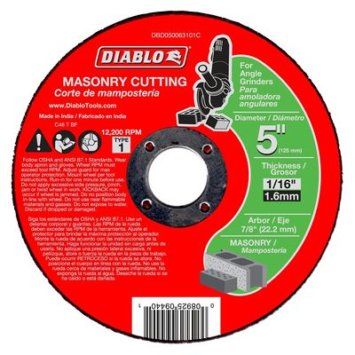 Diablo DBD050063101C Masonry Cut-off Disc, 5&quot; X 1/16&quot; X 7/8&quot;