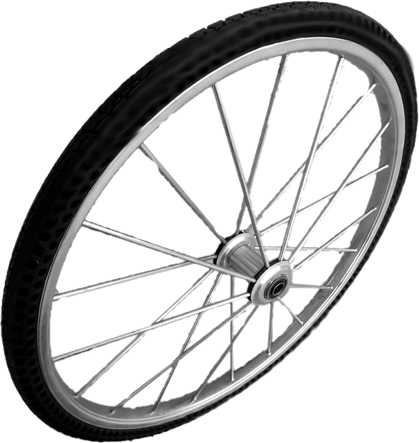 Garden Cart Wheel w/Flat Free Tire, 3/4&quot; Axle Bore, 26&quot; Rim Size