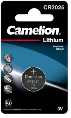 Camelion Button Cell Battery, 3V CR2025