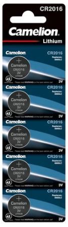 Camelion CR2016 Button Cell Batteries, 5pk