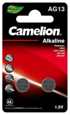 Camelion 357BP Button Cell Batteries, 2Pk