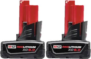 Milwaukee M12 6AH Batteries, 2Pk