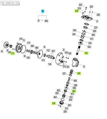 LS Front Axle Assembly-SVC Kit(RH)-G40 for P7010, P7030, P7040