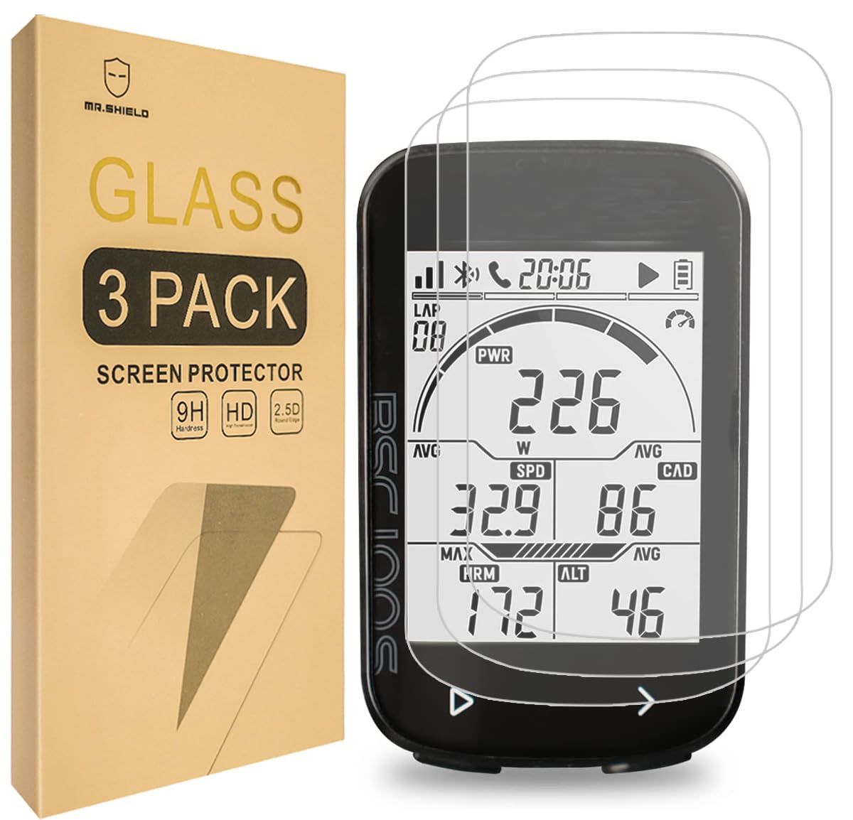 Mr Shield Screen Protector for iGPSPORT BSC100S GPS Odometer Cycling Bike Computer,  3Pk
