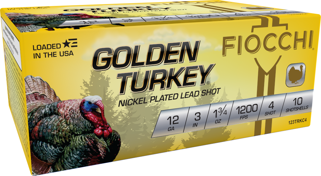 Fiocchi 123TRKC4 Golden Turkey Ammo, 12GA/3&quot;/#4 Shot,  1200FPS  10Ct