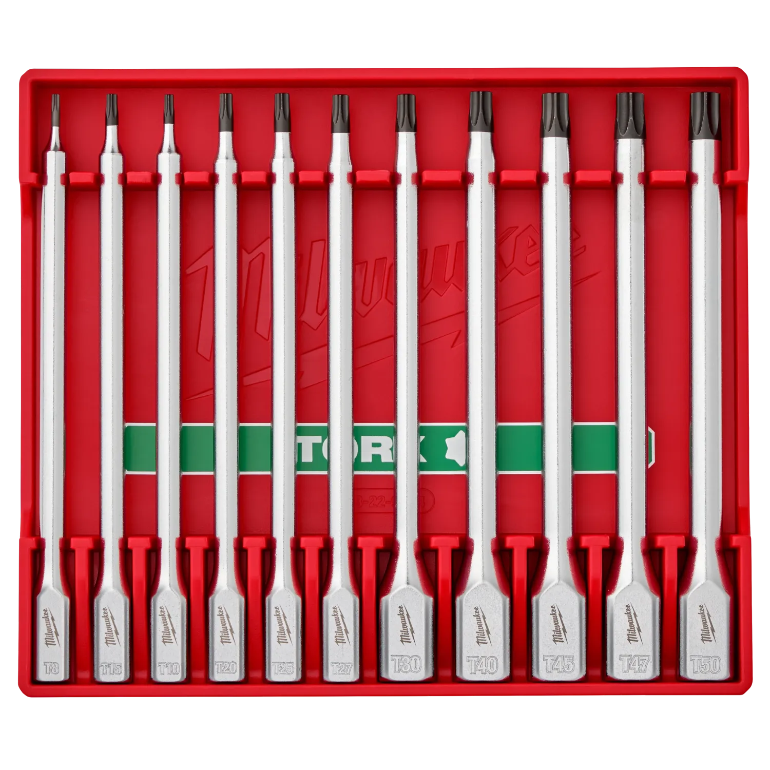 Milwaukee 1/4" &amp; 3/8" Drive FourFlat™ 11Pc Long Reach Torx Bit Socket Set, T8-T60