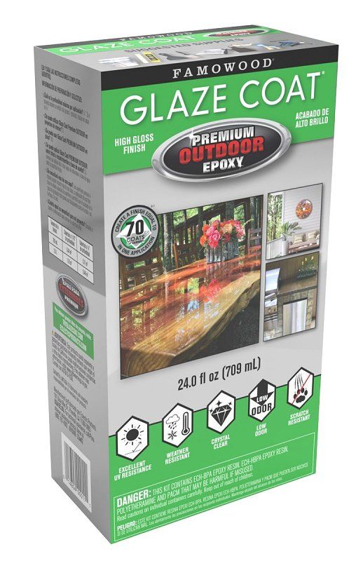 Famowood 5054020 Glaze Coat® Premium Gloss Clear Outdoor Coating, 24Oz