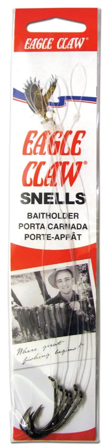 Eagle Claw 139-4 Snelled Fishing Hooks, Sz4,  6Pk