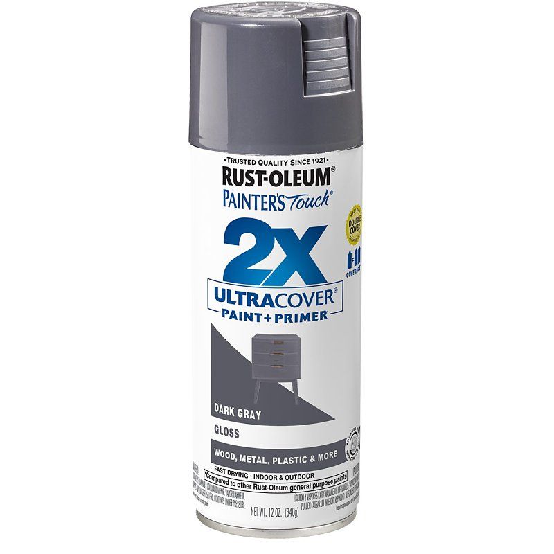 Rustoleum Painter's Touch 2X Ultra Cover Gloss Dark Gray Spray Paint, 12Oz
