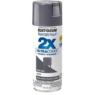 Rustoleum Painter's Touch 2X Ultra Cover Gloss Dark Gray Spray Paint, 12Oz