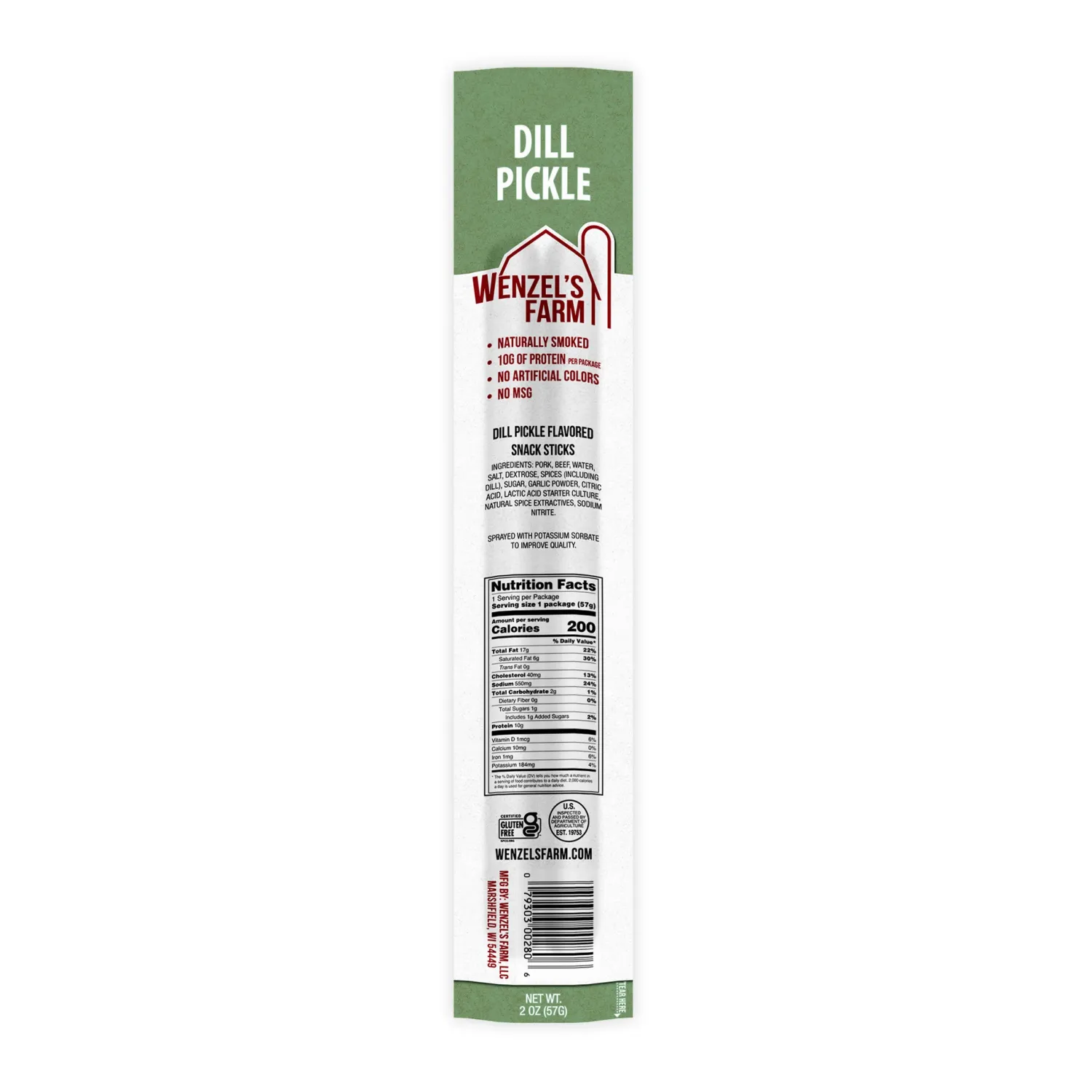 Wenzels Farm Dill Pickle Beef Sticks, 2oz