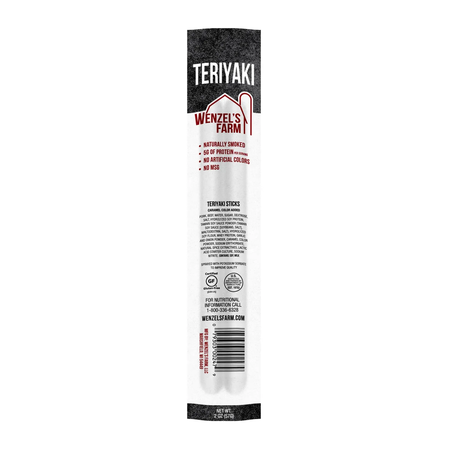 Wenzels Farm Teriyaki Beef Sticks, 2oz