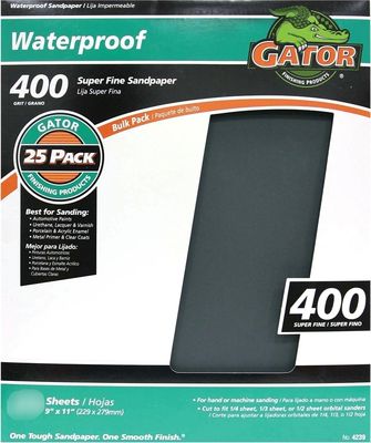 Gator 3281 Waterproof Sandpaper, 400 Grit  9"X11" Sheet