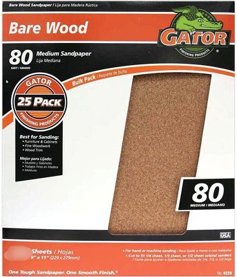 Gator 3277 Garnet Sanding Sheet, 80 Grit  9"X11"