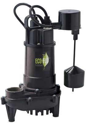 ECO-FLO ECD50V Cast Iron Sump Pump w/Thermoplastic Impellor, 1/2HP, 70GPM