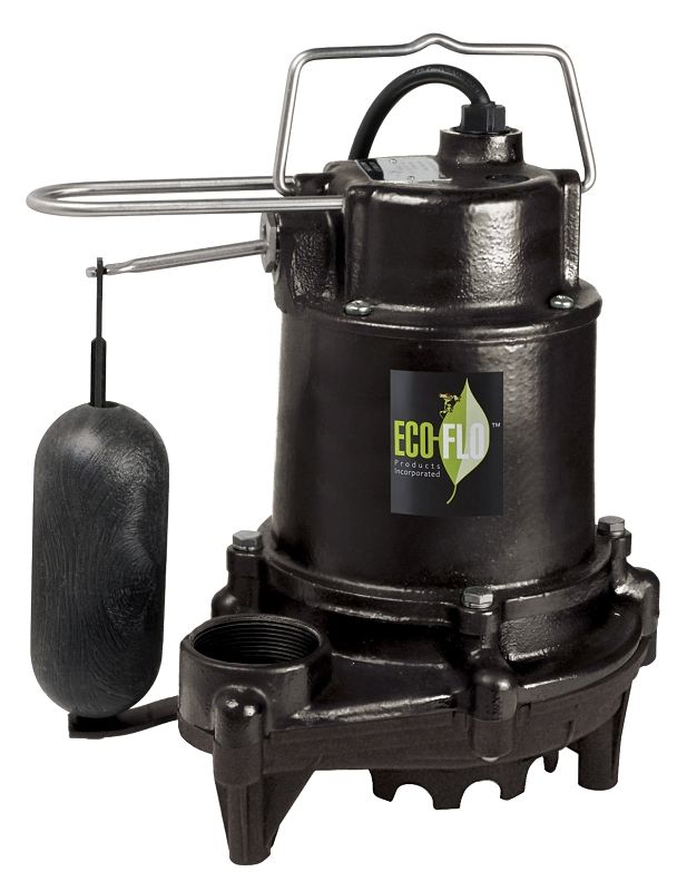 ECO-FLO EFSA33 Cast Iron Sump Pump w/Thermoplastic Impellor, 1/3HP, 50GPM