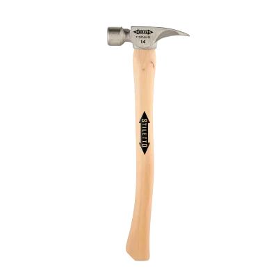 Stiletto TI14MC Milled Face Titanium Hammer w/Curved Hickory Handle, 14oz