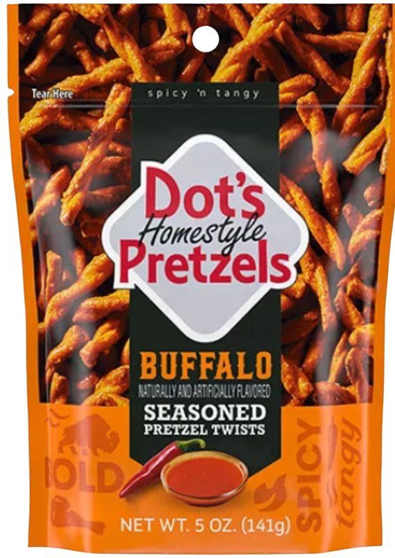 Dot's Homestyle Pretzels Buffalo 80148 Pretzel Twist Snack, 5 oz Bag
