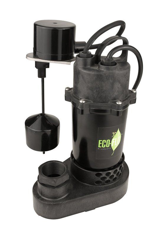 ECO-FLO SPP33V Thermoplastic Sump Pump w/Vertical Switch, 1/3HP, 60GPM