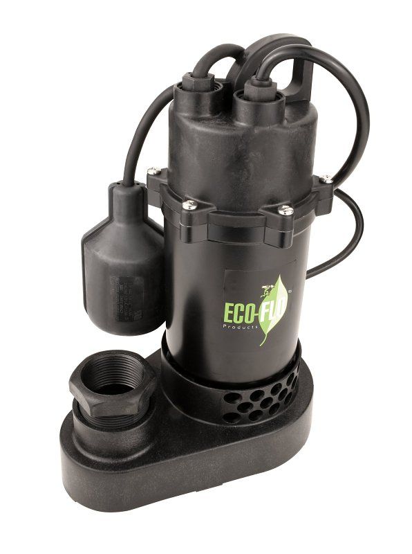 ECO-FLO SPP33W Thermoplastic Sump Pump w/Wide Angle Switch, 1/3HP, 60GPM