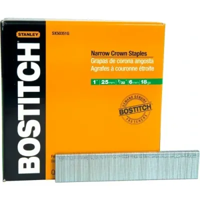 Bostitch SX50351G Narrow Crown Staples, 1",  5000Bx