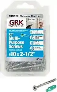 GRK 61733 Stainless Steel Decking Screw, 10X2-1/2"  80Pk
