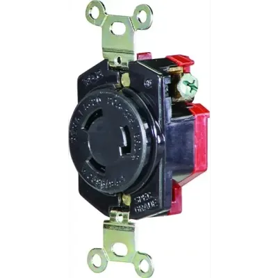 Eaton L520R Black Locking Single Receptacle, 20A/125V    L5-20R