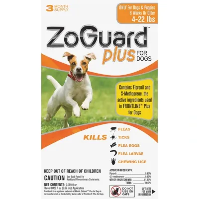 ZoGuard Plus for Dogs &amp; Puppies, 4-22lbs 3-Mo. Supply