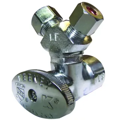 PlumbPak PP2902VLF 3-Way Shut Off Valve, 1/2FPTX3/8CX1/4C