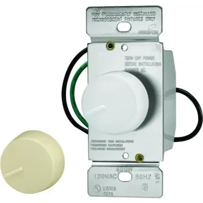 Eaton RI06P-VW-K2 Ivory/White 3-Way Rotary Dimmer Switch