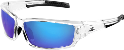 Maki Sunglasses, Blue Mirror Lens, Crystal Clear Frame