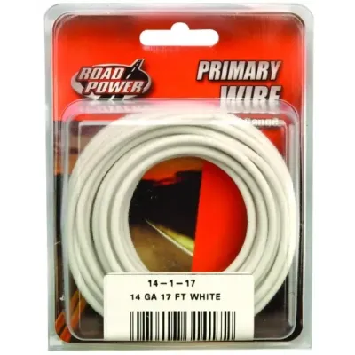 RoadPower 55669033/14-1-17 White Primary Wire, 14Ga X 17Ft