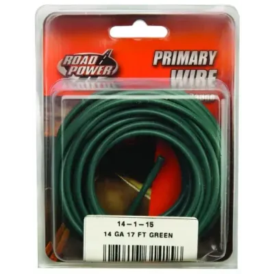 RoadPower 56421933/14-1-15 Green Primary Wire, 14Ga X 17Ft