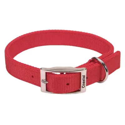 Leather Bros Nylon 1-Ply Dog Collar, 3/4"X18" Red