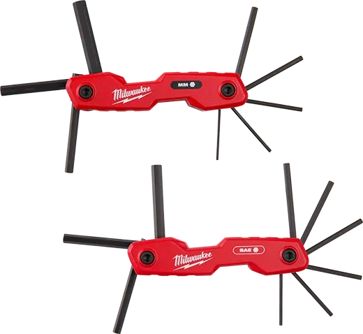 Milwaukee Folding Metric 2Pc SAE/Metric 17-Hex Key Set, 1.5mm to 8mm &amp; 5/64" to 1/4"
