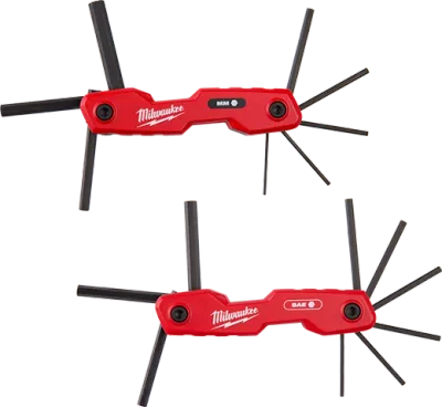 Milwaukee Folding Metric 2Pc SAE/Metric 17-Hex Key Set, 1.5mm to 8mm &amp; 5/64" to 1/4"
