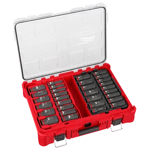 Milwaukee 36PC Shockwave® 1/2 DR Deep SAE/Metric Impact Socket Set in PackOut Kit
