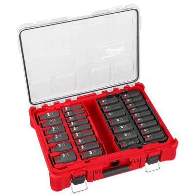 Milwaukee 36PC Shockwave® 1/2 DR Deep SAE/Metric Impact Socket Set in PackOut Kit