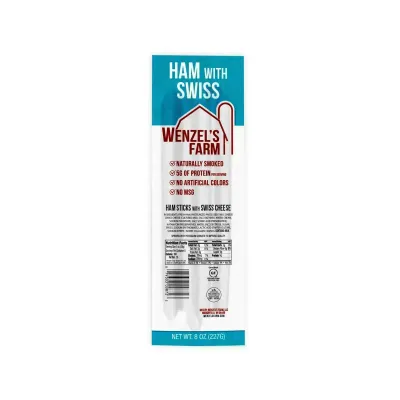 Wenzels Farm Ham &amp; Swiss Beef Sticks, 8oz