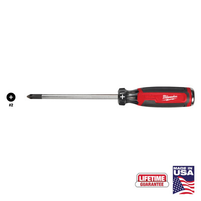 Milwaukee USA Cushion Grip #2 Phillips 6" Demolition Screw Driver