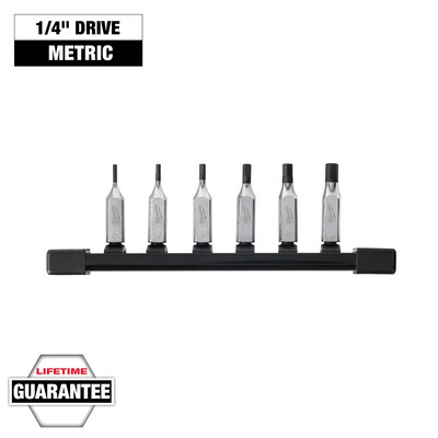 Milwaukee 1/4" Drive METRIC FourFlat™ 6Pc Hex Bit Socket Set, 2-6mm
