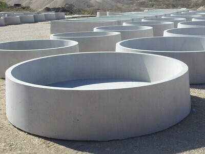 Round Concrete Stock Tank w/Fill &amp; Drain Holes, 350Gal,